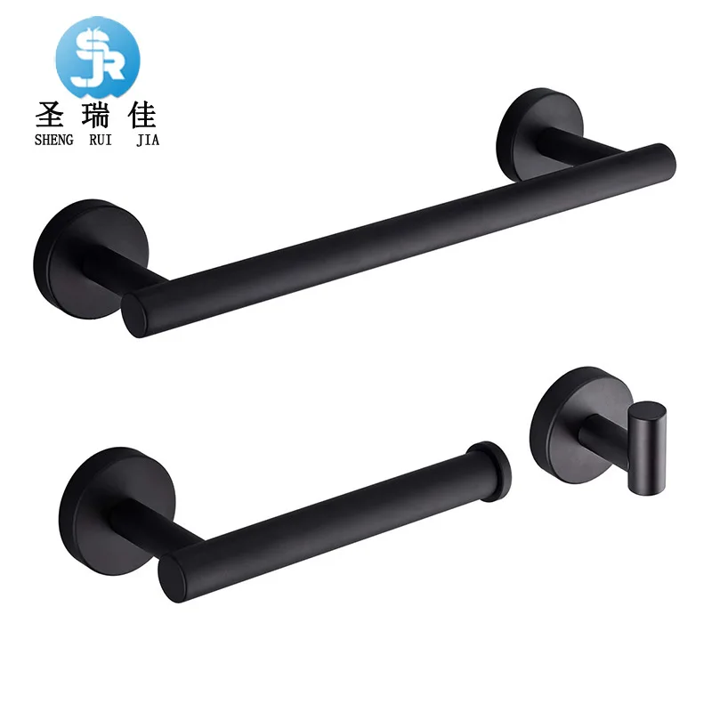 

304 Stainless Steel Brushed Round Seat Clothes Hook American-Style Black And White With Pattern New Style Towel Rack Set Amazon