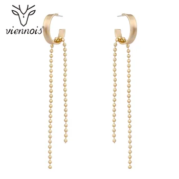 

Viennois Simple Long Drop Earrings For Women Gold Color Long Tassel Earrings Korean Earrings Fashion Jewelry