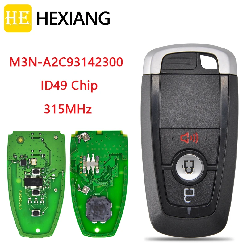 HE Xiang Car Remote Key For Ford Edge Fusion Ecosport Explorer Ranger Escape 2017-2021 M3N-A2C93142300 ID49 315MHz Keyless Card