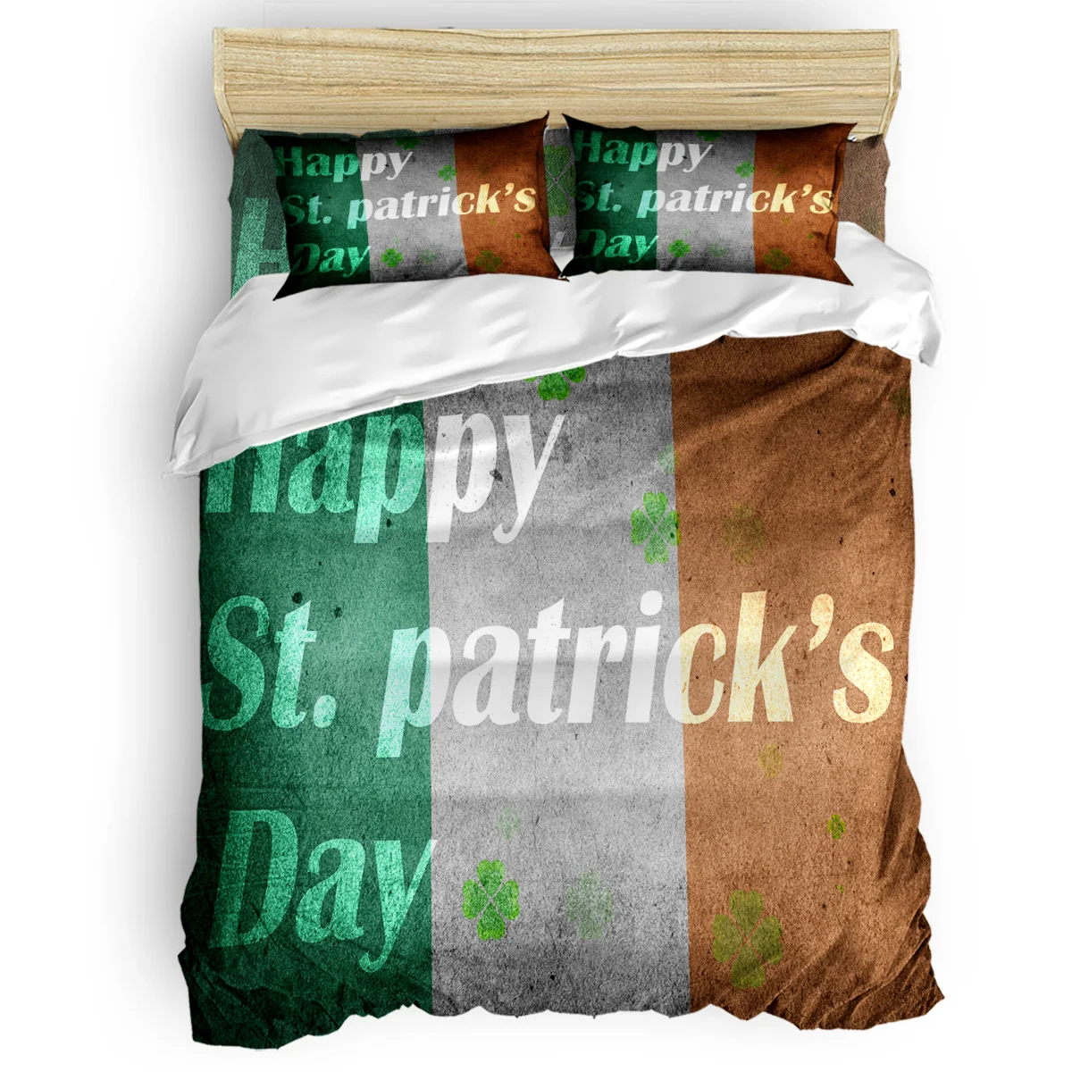 

Happy St Patricks Day Clover Ireland Wall Pattern Pattern Duvet Cover Set 3/4pcs Bedding Set Bed Sheet Pillowcases Cover Set