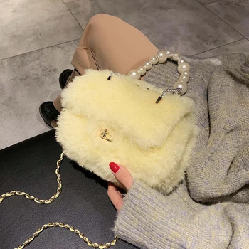 

Small Shoulder Bag Crocodile Pattern High Quality Pu Leather Women Ladies Crossbody Bags Fashion Handbags Pearl Square Chain