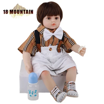 

60CM Reborn Doll Cloth Body Realistic Brown Plaid Shirt Baby Newborn Babies Toddler Bebe Silicone Toy Child Birthday Xmas Gift