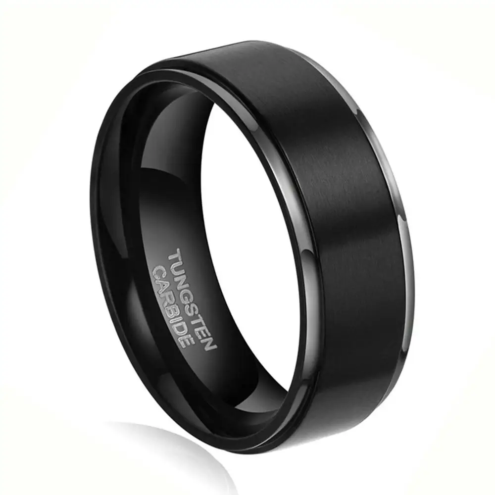  Tigrade 6/8mm Silver Tungsten Carbide Ring Men Black Brushed Wedding Band Male Engagement Rings For