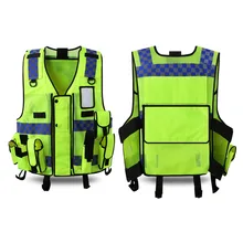 Безопасность дорожного движения Защитная куртка флюоресцентная одежда рабочая одежда светоотражающий жилет дышащая сетка Мульти Карманы строительство