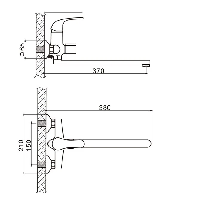 

Single lever bath mixer Accoona A7113 with spout 35 cm with shower set, chrome 1155030