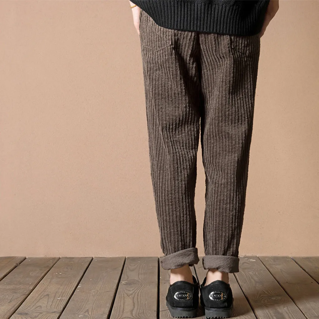 Осенние женские вельветовые брюки Pantalon Mujer, штаны-шаровары с эластичной талией, повседневные спортивные штаны, брюки, свободные штаны#4