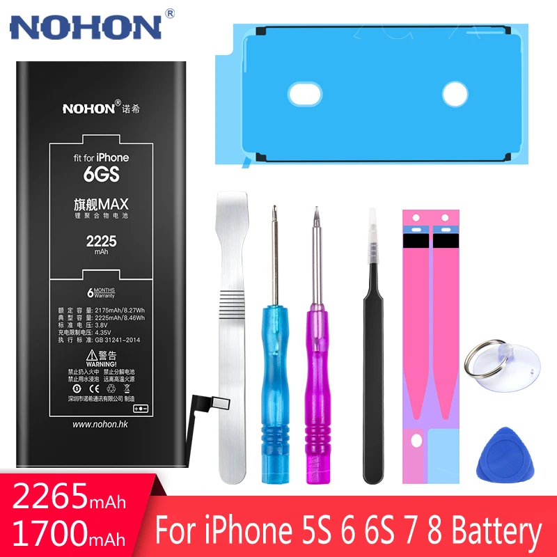 NOHON Батарея для Apple iPhone 6S 6 7 8 5S 5C iPhone6S iPhone6 iPhone7 высокое Ёмкость замена мобильного телефонная батарея+ Инструменты