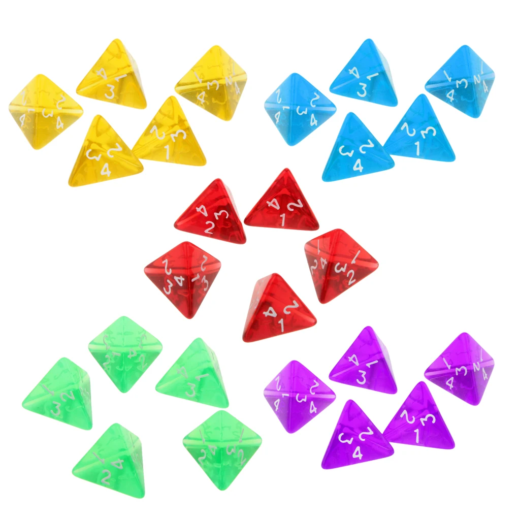 5pcs 4 Sided D4 Dice for Playing TRPG Dungeons and Dragons D&D RPG Board Game Favours and Math Teaching Lovers