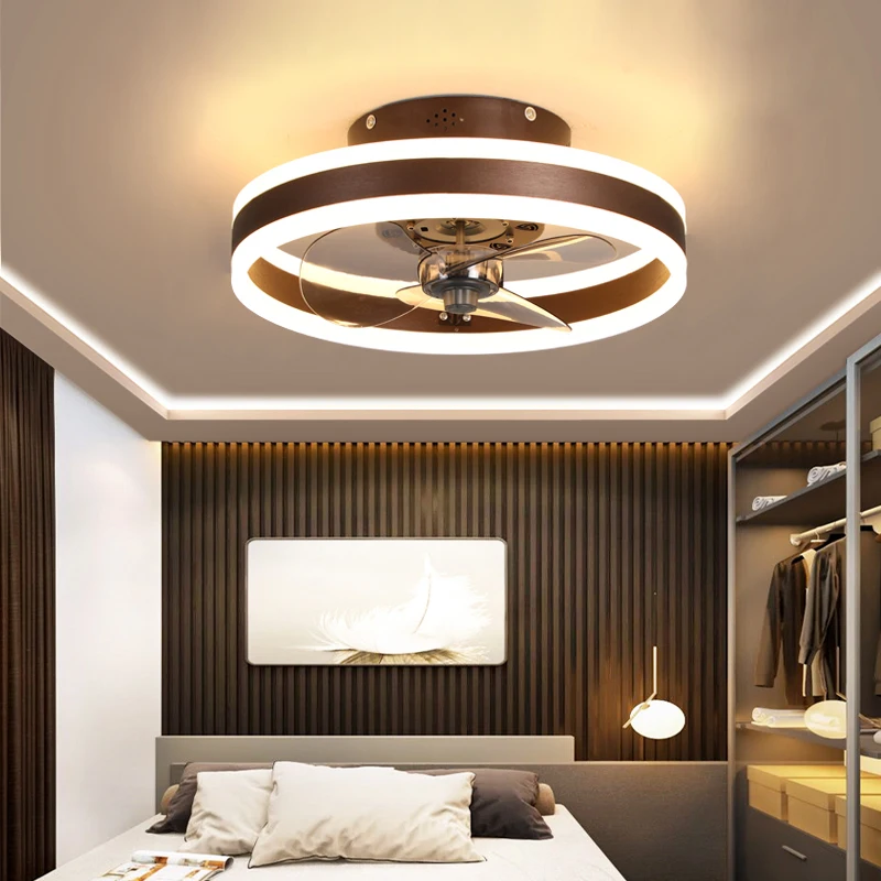 Modern minimalist ceiling fan light crystal decorative LED remote control lighting bedroom lamp AC 220V/110V | Освещение
