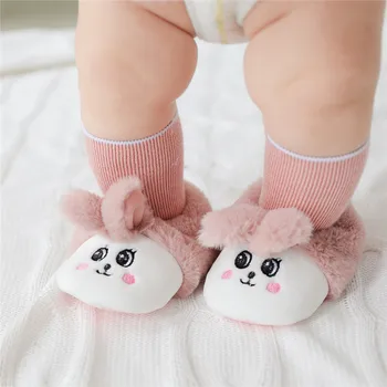 

Baby Boys Girls Socks Kids Plush Warm Botties Anti-slip Floor Sock Charming 3D Cartoon Animals Children Winter Fashion