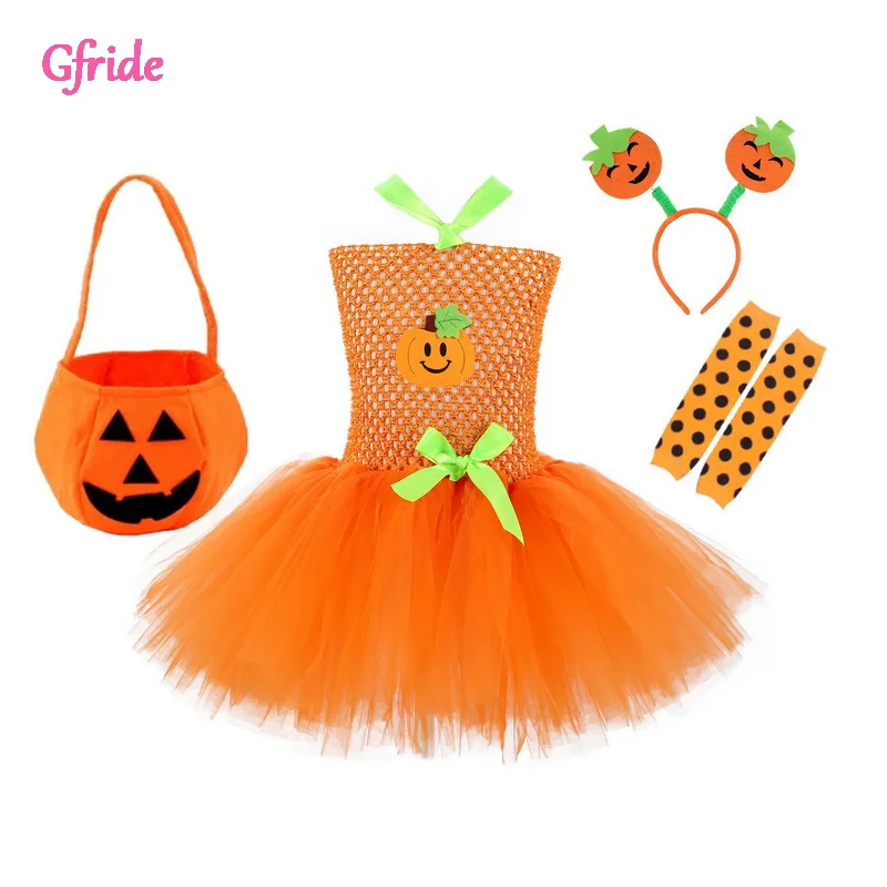Toddler Girls Halloween Pumpkin Costume Kids Tutu Tulle Dress Headband Handbags Socks Cosplay Girl Festival Party Cartoon Dress Toddler Girls Halloween Pumpkin Costume Kids Tutu Tulle Dress Headband Handbags Socks Cosplay Girl Festival Party Cartoon Dress