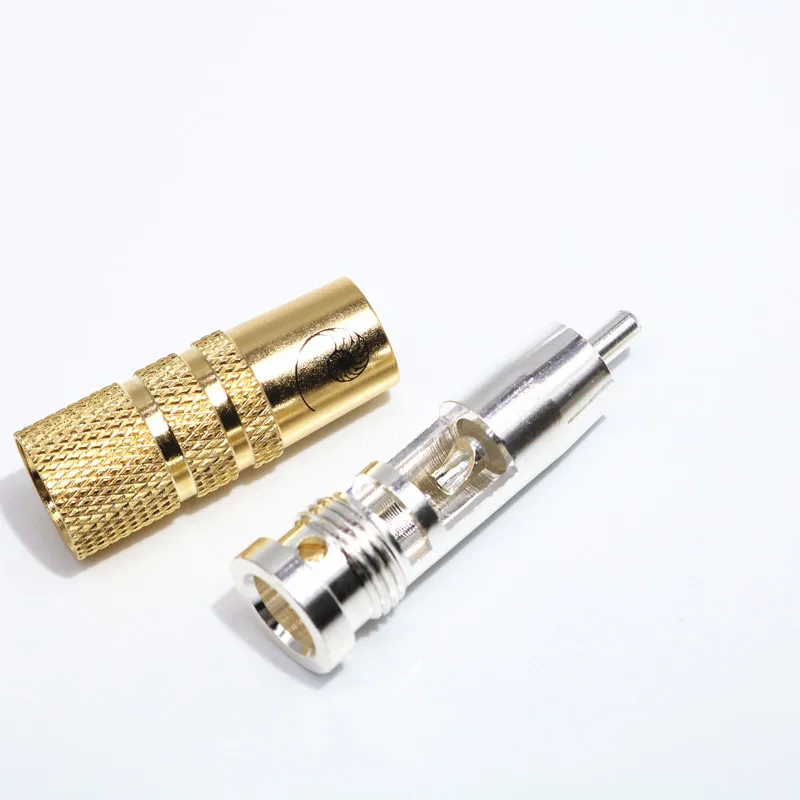 4 шт. RCA + термоусадочные трубки XSSH audio YIVO латунное медное покрытие серебристый