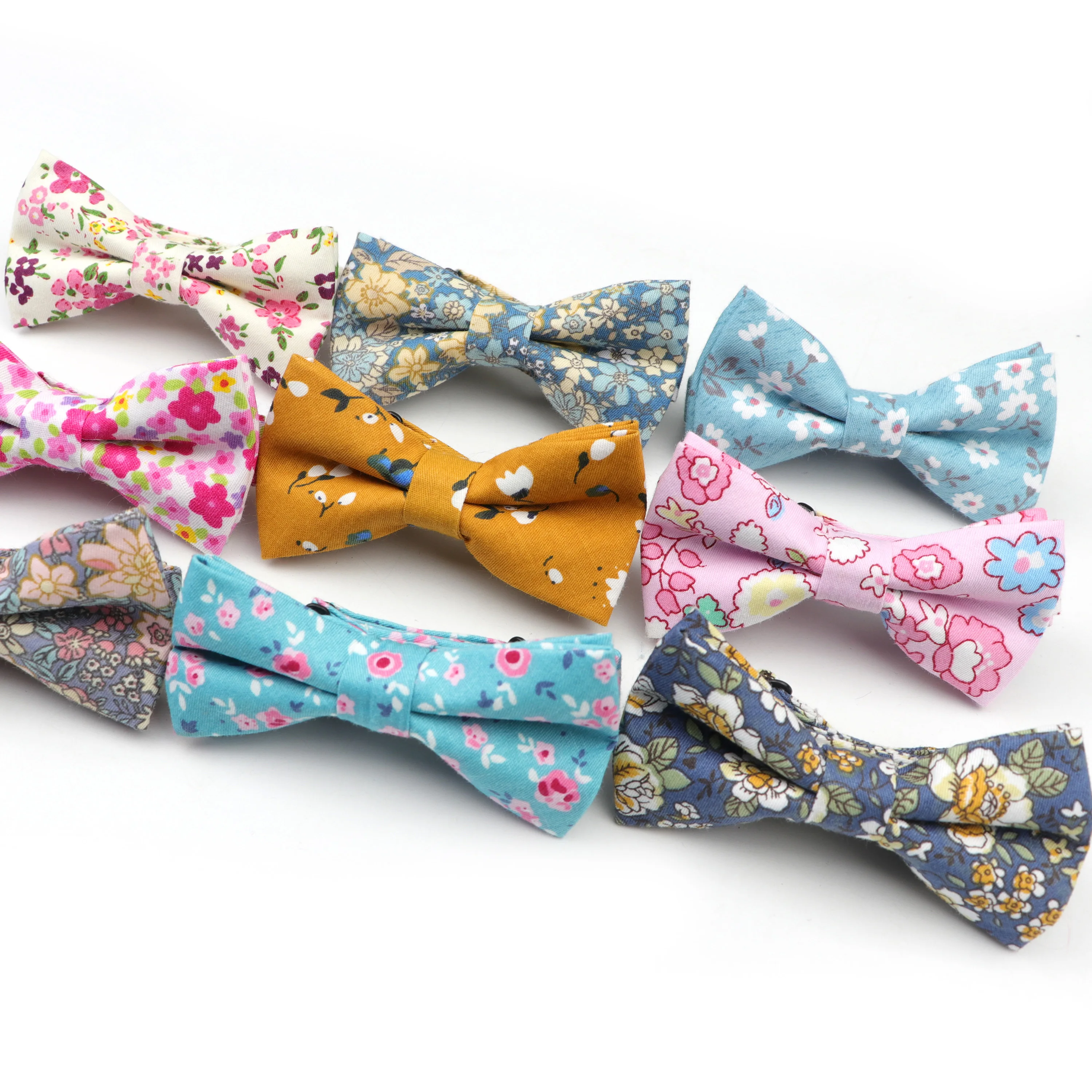 Fashion Floral Kids Bow Ties Cotton Print Adjustable Bowtie Neckties Wedding Party girl boy suits Colorful Butterfly Cravats