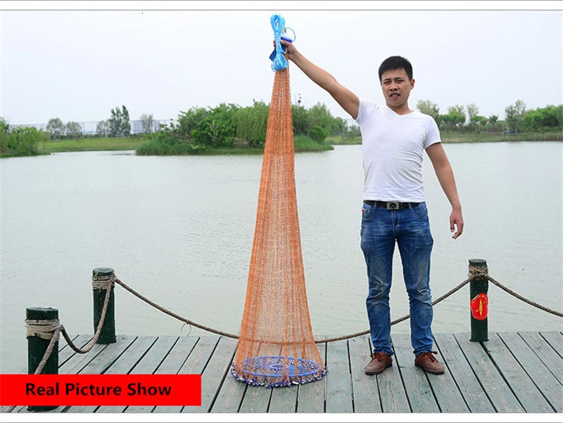 Upgraded Flying Disc American Hand Cast Fishing Net with Lead Sinkers 480cm Throw Net Fishing Tools (9)