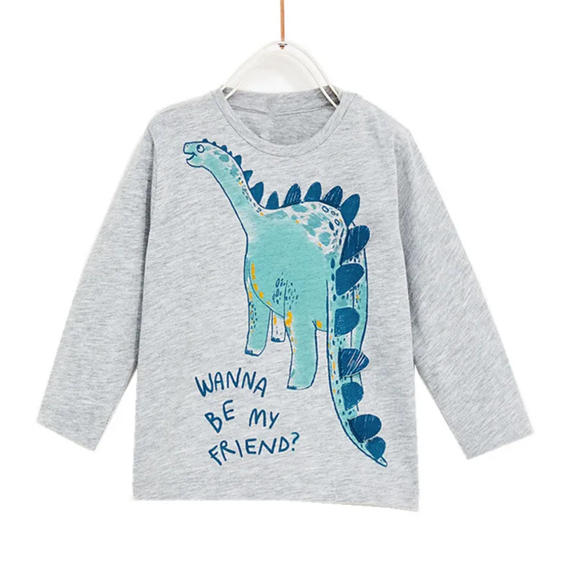 Футболка с длинным рукавом для мальчиков изображением динозавров|boys designer t shirt|boys