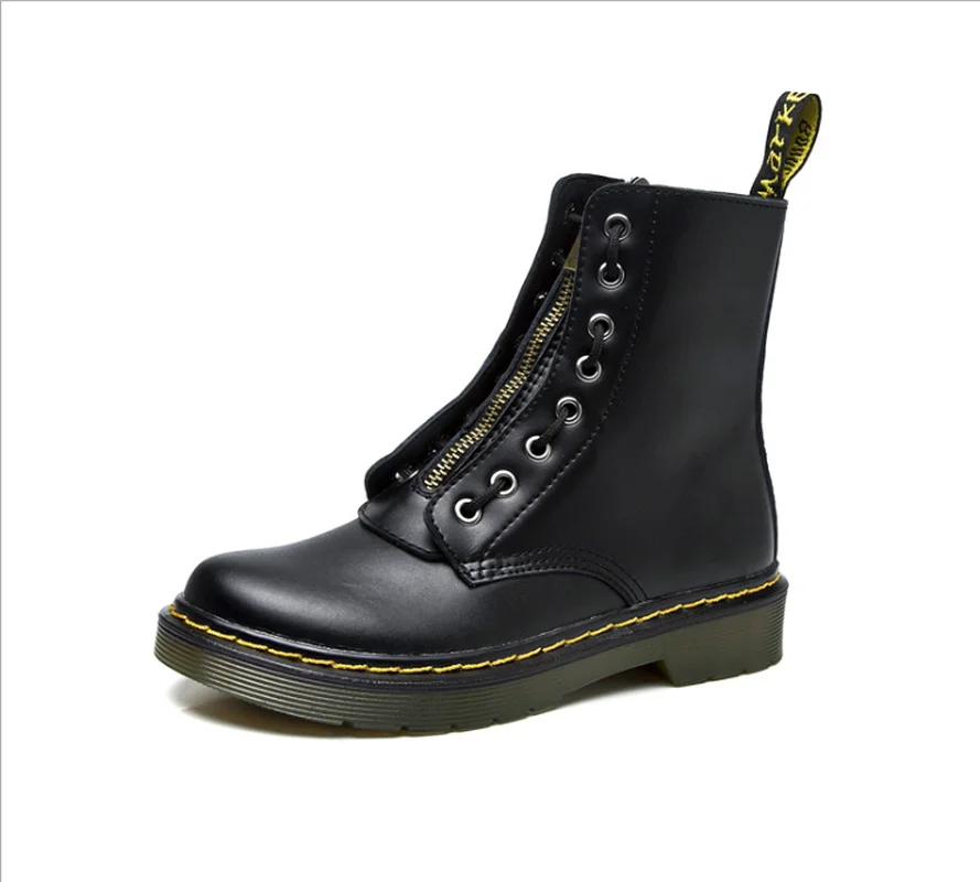 

Woman Shoes Autumn Winter 2018 Martin Boots for Women's Motorcycle with Side Zipper Ankle Boots Socofy Snow Boots 2018