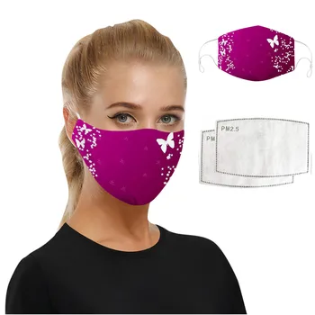 

Beautiful Butterfly Pattern Women Mouth Mask with 2pcs Filters Elastic Dustproof Washable Adults Pink Face Mask mondkapjes