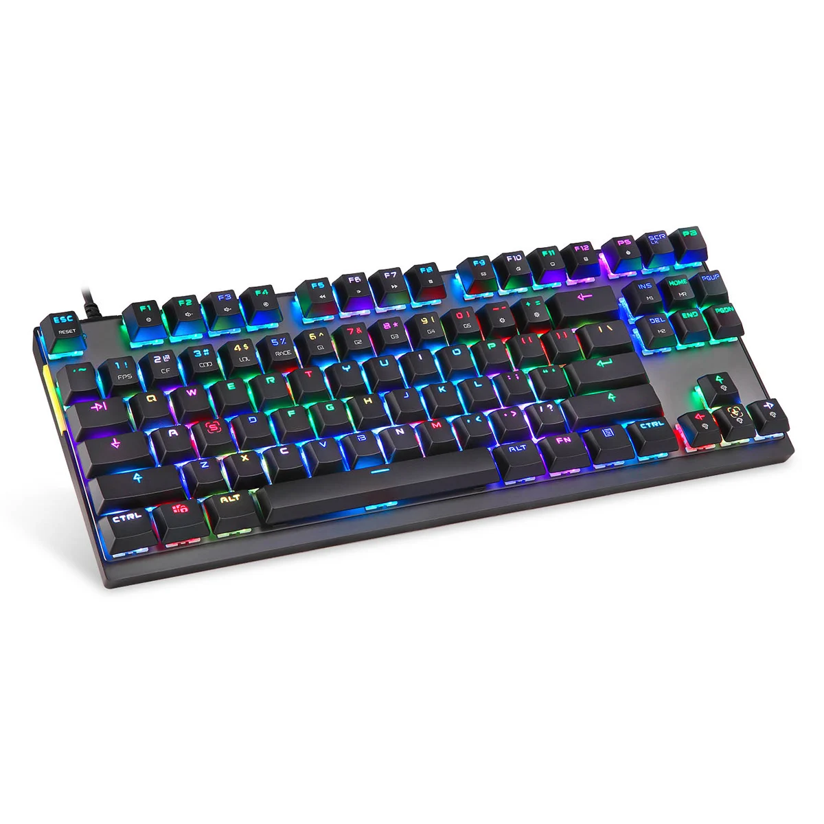 

K82 Wired Mechanical Keyboard RGB Backlit Glowing Gaming Keyboards 87 Keys Black Pink Multi-Function USA Keyboard