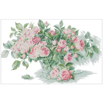 

A bottle of pink roses patterns Counted Cross Stitch 11CT 14CT 18CT DIY Chinese Cross Stitch Kits Embroidery Needlework Sets