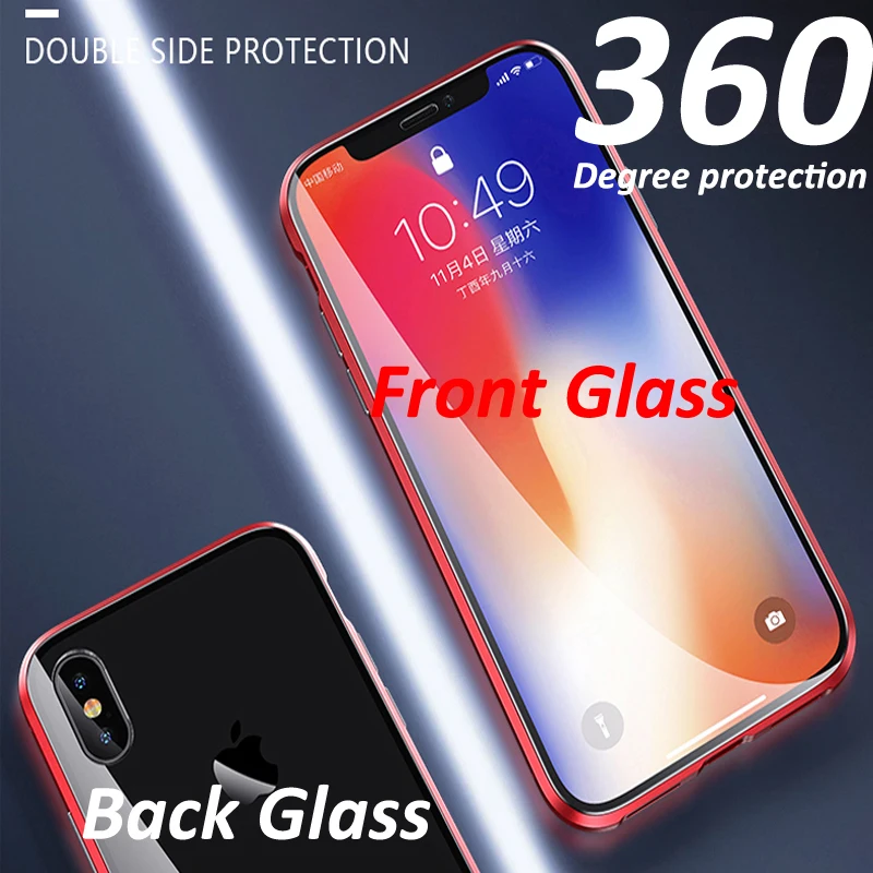 Металлический магнитный двухсторонний стеклянный Чехол 9H для iPhone 12 Pro Max Mini 11 XS XR X