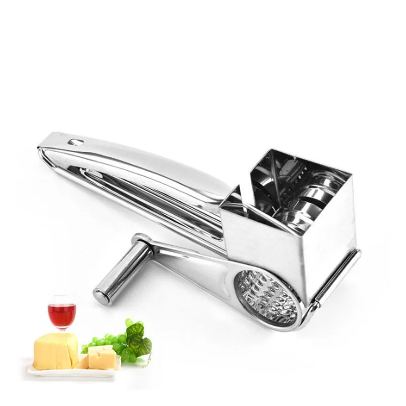 304 Stainless Steel Cheese Grater with 3 cutters Household Kitchen Hand Rotation Creative for cheese nut baking tools — view 5
