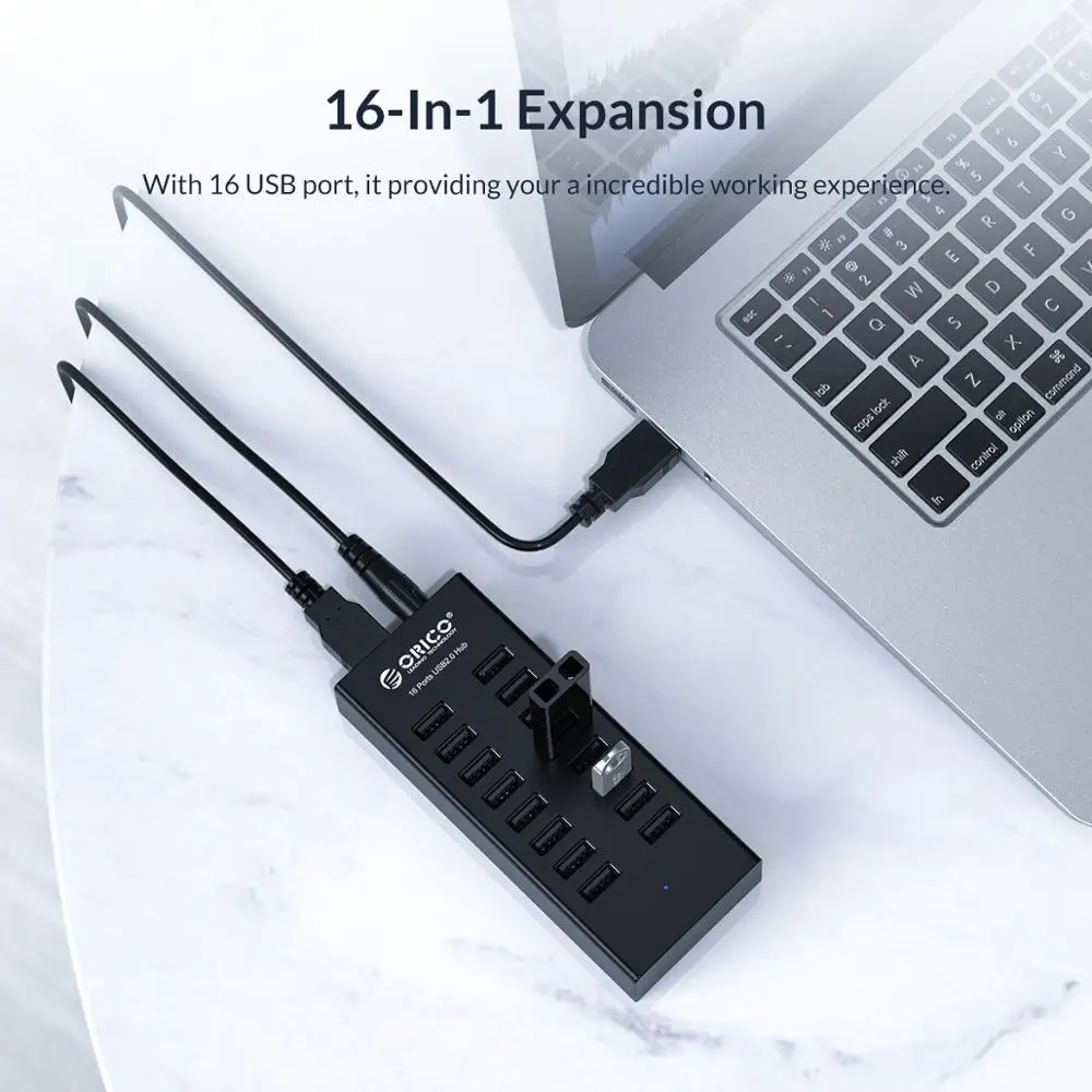 Usb концентратор ORICO H1613 16 портов USB 2 0 с адаптером питания 12 В А для Apple Macbook