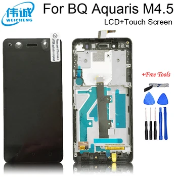 

WEICEHNG Top Quality For Black/White 4.5" Tested LCD screen display + touch screen digitizer For BQ Aquaris M4.5 LCD with frame