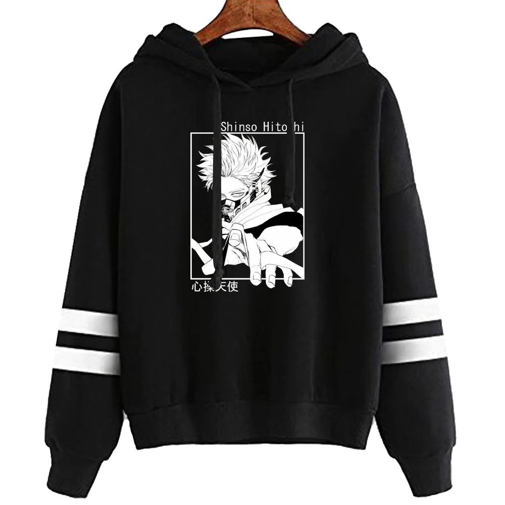 

Японский Boku No Hiro Akademia Harajuku Shinso Hitoshi Мужская Женская толстовка с капюшоном моя геройская Академия Свитшот одежда 90-х