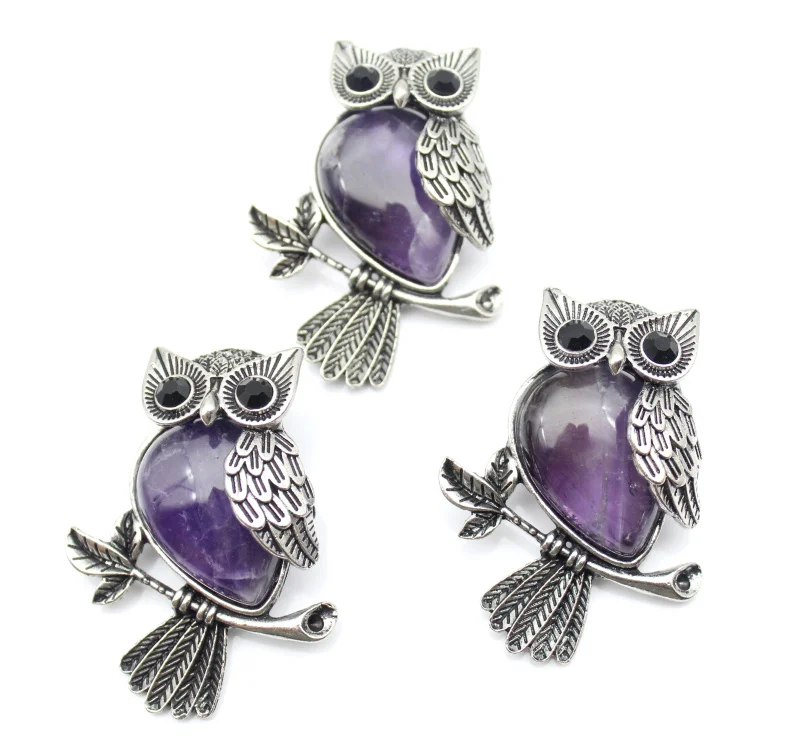NO.6 1 шт. винтажная Посеребренная Сова натуральный камень Brooch ISES Брошь для женщин амулеты ювелирные броши - Окраска металла: NO.6