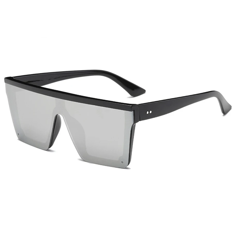 3 sunglasses Солнцезащитные очки больших размеров, Женская квадратная большая рама, плоский верх, заклепки, градиентные линзы, солнцезащитные очки для женщин и мужчин, винтажные зеркальные Оттенки UV400 - Цвет линз: 3 sunglasses