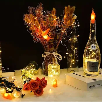 

2m LED Light Garland Warm Flame Style Wine Bottle Cork Lights Night Holiday Lights String Decor for Party Coffee house Patio