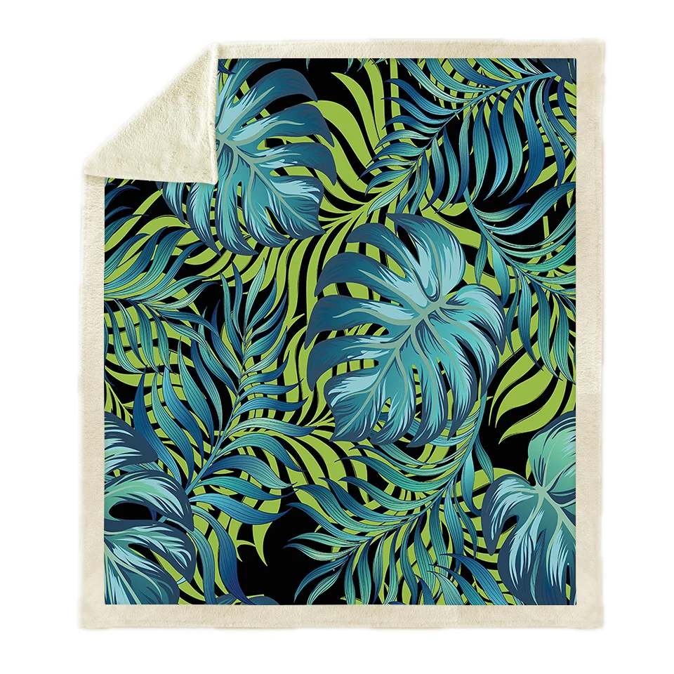 Sky blue New green wild forest Blanket Microfiber Fleece Small Double Bedspread Sherpa Blanket for Kids Girl Couch Soft Plush Blanket - Color: Sky blue
