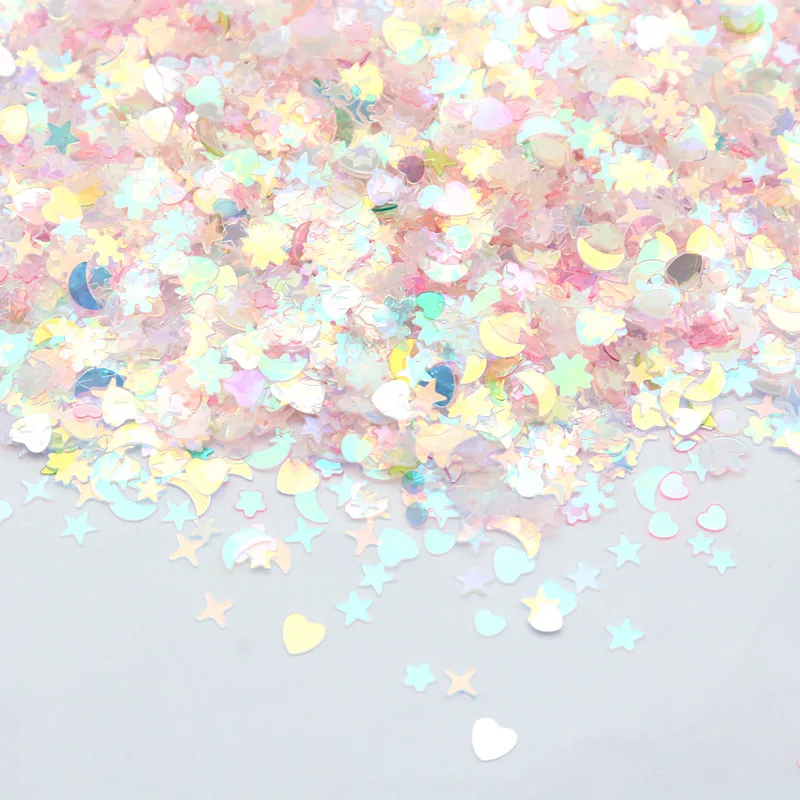 10-20g Mix Color Size Rouge Pink Blue Transparent Flake Sequins Facial Nail Decoration DIY Sewing Crafts Confetti Glitter 3-5mm