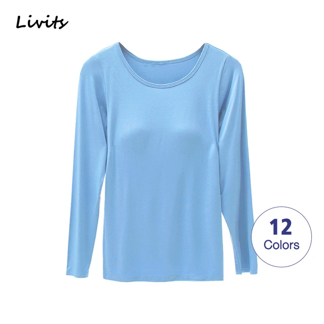 Women T-Shirts Built-in Bra Padded Stretchable Modal Tops Tshirts