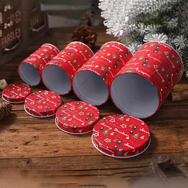 4pcs Large Capacity Christmas Storage Box Wear Resistance and Durability High-capacity Santa Claus Snowman Elk Candy Cans
