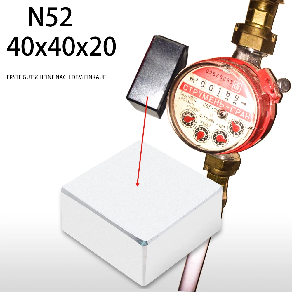 N52 1 шт. блока 40x40x20 мм супер сильным редкоземельных магнитов неодимовый магнит