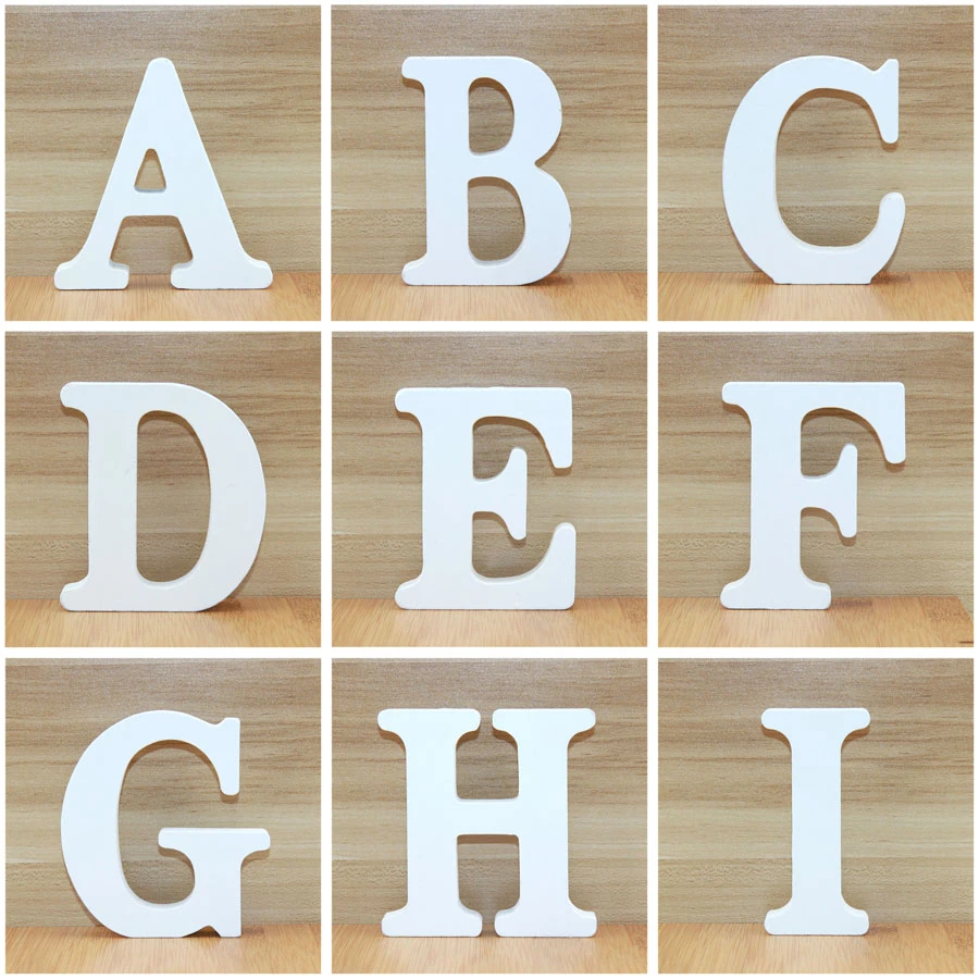 1pc 10cm Houten Letters Naam Ontwerp Art Ambachten Witte Brief Feest Home Decor Staande DIY Woord 3.94 Inches|Decorative Letters & Numbers| - AliExpress