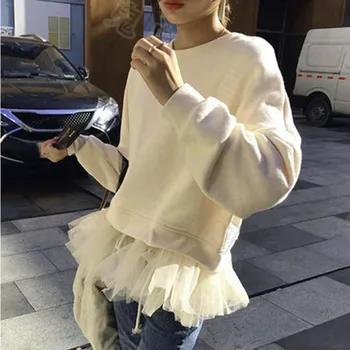 

Hoodies Women 2019 Harajuku Large Size Trendy Solid O-neck Womens Pullover Students Long Style Full Sleeve Ladies Sweatshirts