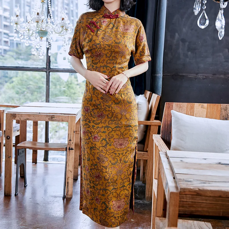 

[Agent Main Push Have Preferential Price] 2019 Spring And Summer Silk Real Silk Retro Chinese-style Daily Life Cheongsam 90009