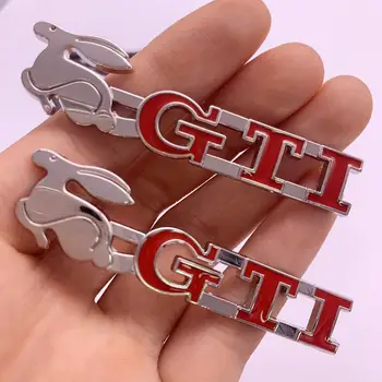 

2pcs 3D Metal Running Rabbit Emblem Decals Car Rear Trunk Badge For VW Jetta Golf GTI Polo Universal Car Accessories