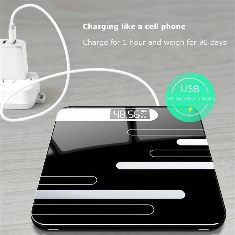 Ванная комната пол Humanscale стекло интеллектуальные электронные весы зарядка через Usb ЖК-дисплей