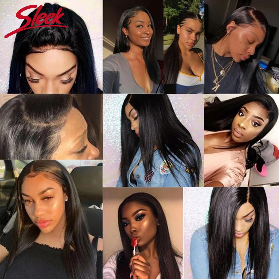 Feixes de Cabelo Elegante com Fechamento do Laço Pacotes com 2x4 Liso Brasileiro Natural Tecer Cabelo Remy Humano 3 Cor 7 Cheap Pacotes com 34 com fecho
