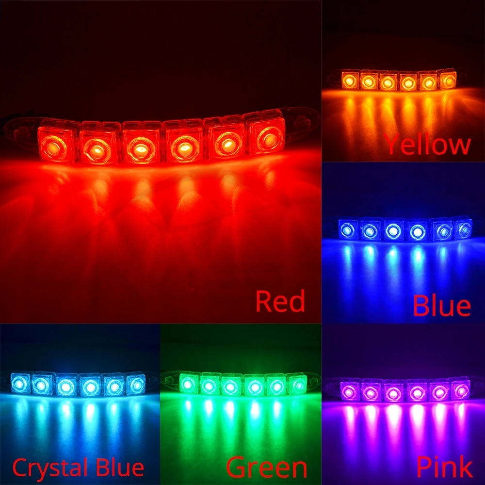 Hviero DRL Daytime Running Lights 6LED Red Blue Green White Waterproof Bright Flexible Driving Fog Bulb Warning Lamp DC 12V Auto Led
