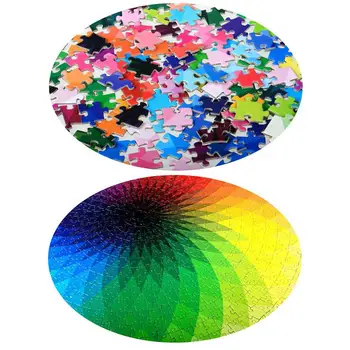 

1000 Pcs/set DIY Educational Reduce Stress Toy Jigsaw Puzzle Paper Colorful Rainbow Round Geometrical Photo Puzzle Adult Kids