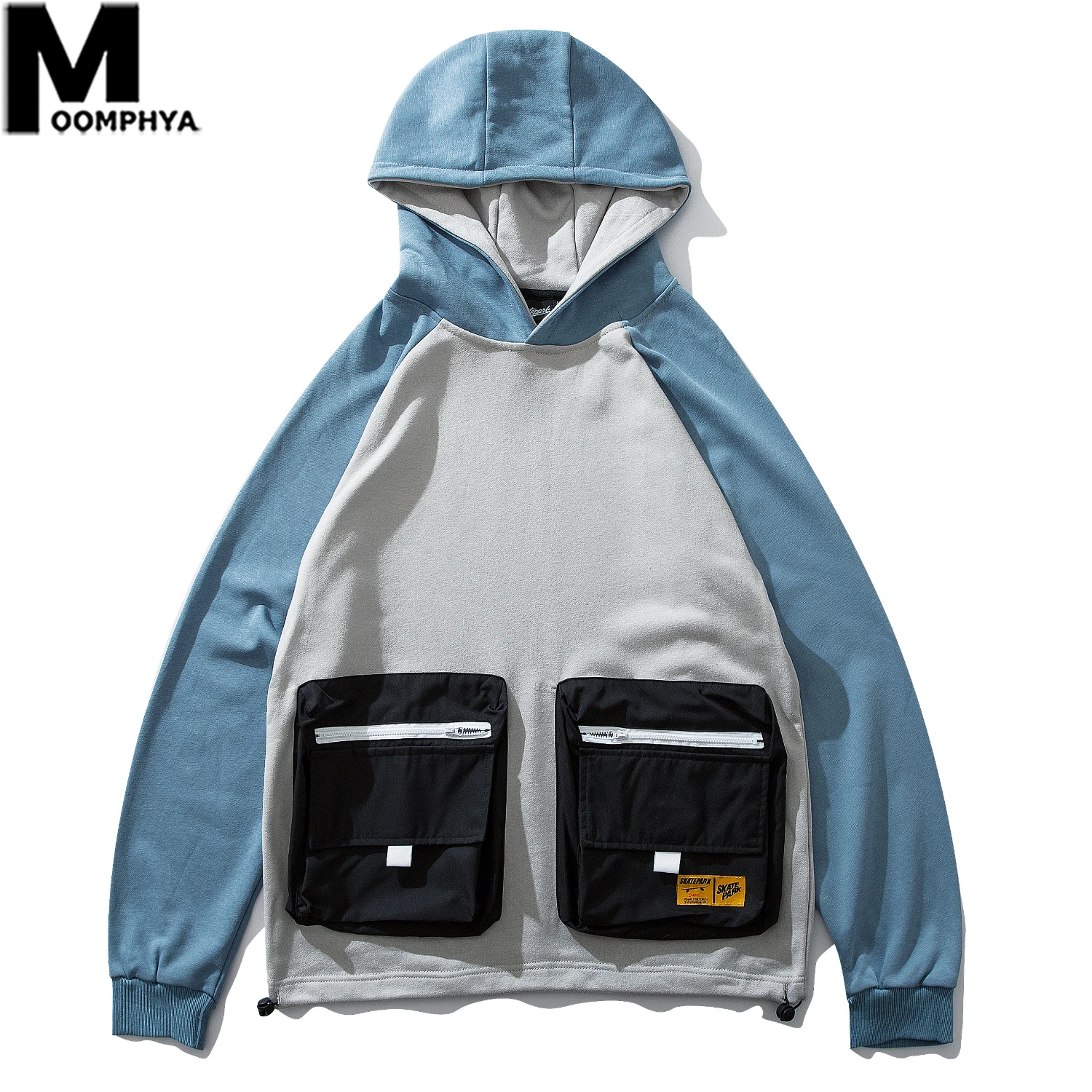 

Moomphya Raglan Sleeve Big Front Pockets Man Hoodie 2019 Autumn Hooded Pullover Sweatshirt Men Streetwear Skateboard Hoodie Men