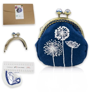 

Embroidery Purse Making Kits Purse Frame Kiss Clasp Dandelion Cross Stitch Needlework Sewing Stitching Handmade Bag