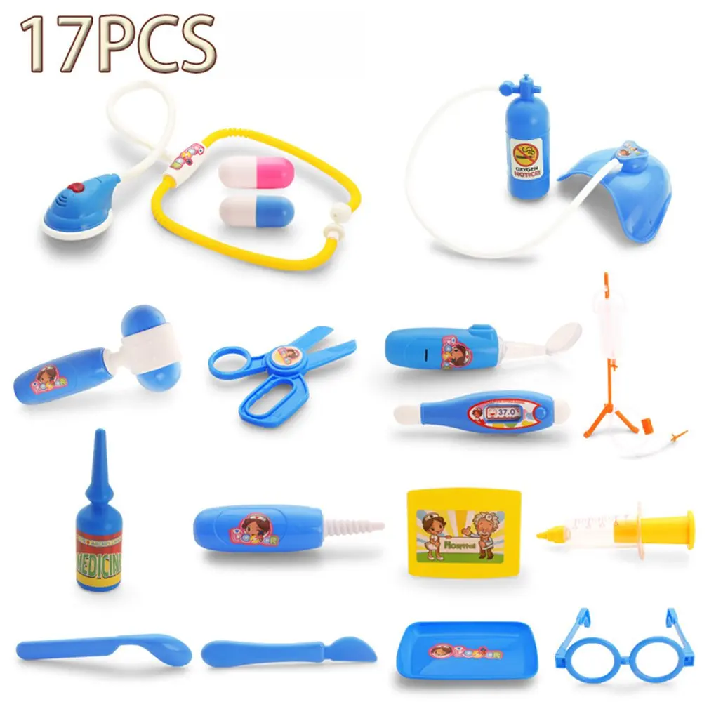 OCDAY 17pcs Doctor Play Toys Set Doctora Juguetes for Child Medical Kit Baby Educational Box Light Role Pretend Classic - Цена: 