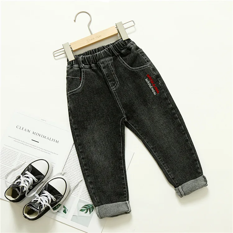Children Soft And Comfortable Jeans Autumn New Style Crawler Children Washing Embroidered Stretch Denim Trousers