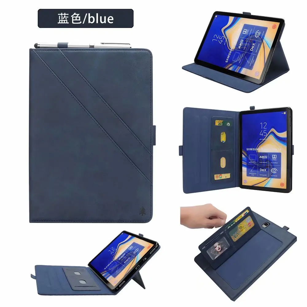 Dark Blue Роскошный чехол из полиуретановой кожи для планшета для samsung Galaxy Tab S4 SM-T830 SM-T835, 10,5 дюймов, чехол с откидной крышкой и подставкой, чехол+ ручка - Цвет: Dark Blue