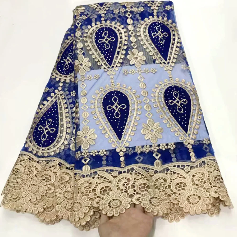 

2020 Latest Nigerian Laces Fabrics High Quality African Laces Fabric For Wedding Dress French Tulle Lace With Rhinestones